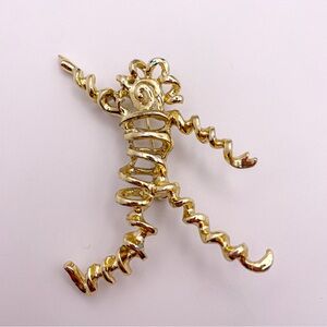 Nemo 1970’s Gold Tone Spiral Disco Dancer Brooch/Pin